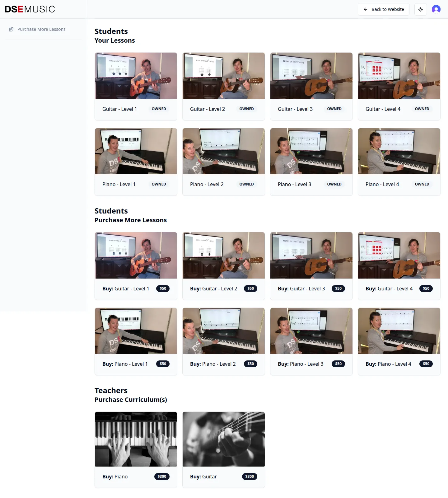 DSE Music video-lesson store