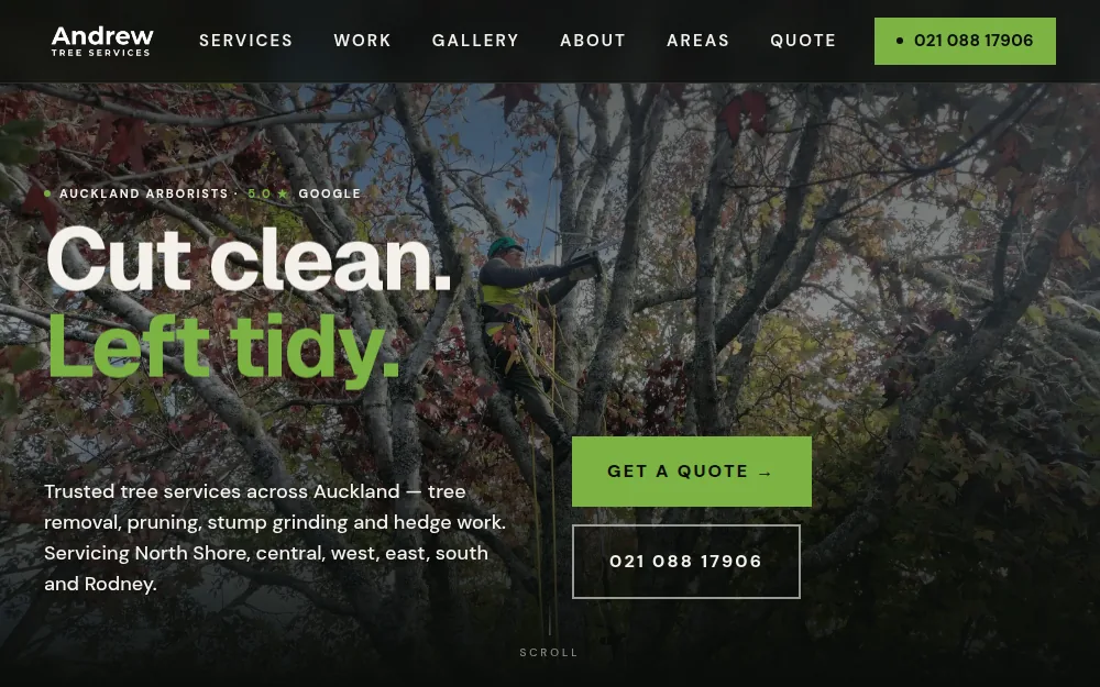 Andrew Tree Services website